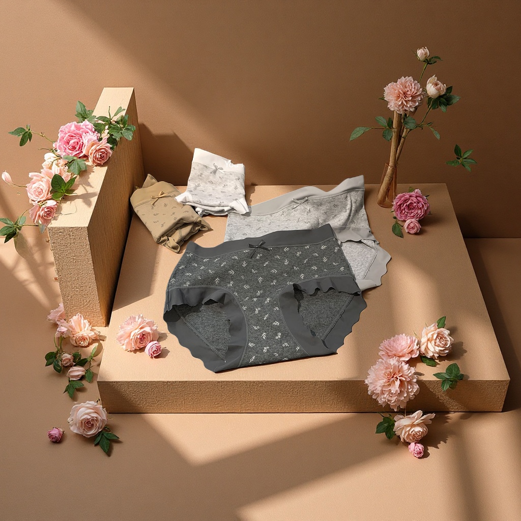 Carefully selected new pure cotton women's briefs, Korean-style floral print antibacterial breathable mid-waist sweat-absorbent underwear and underpants with high appearance standards