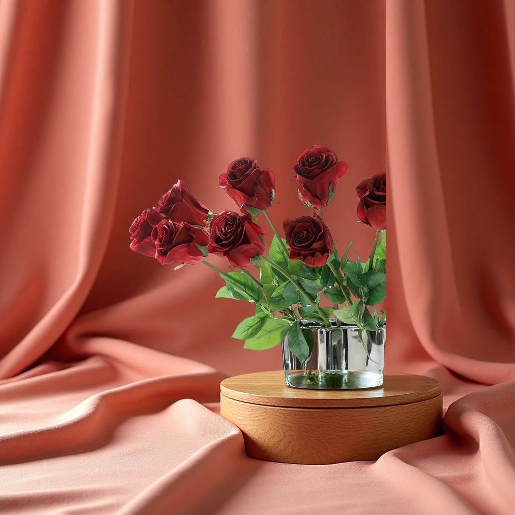 高档仿真玫瑰花蕾家居装饰婚庆节日礼盒情人节浪漫摆件办公桌面装饰