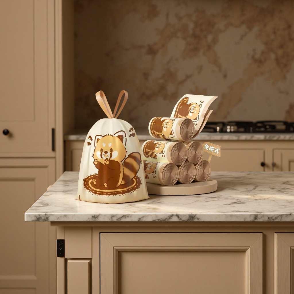 免撕抽绳加厚家用塑料垃圾袋带拎手提式厨房清洁袋日用百货一次性用品