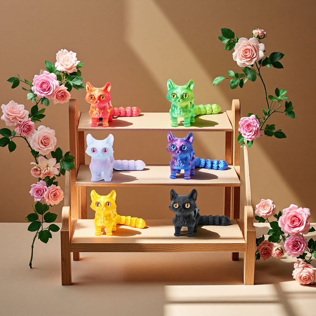 3D打印猫钥匙扣创意可爱迷你挂件个性钥匙链礼品装饰多色可选