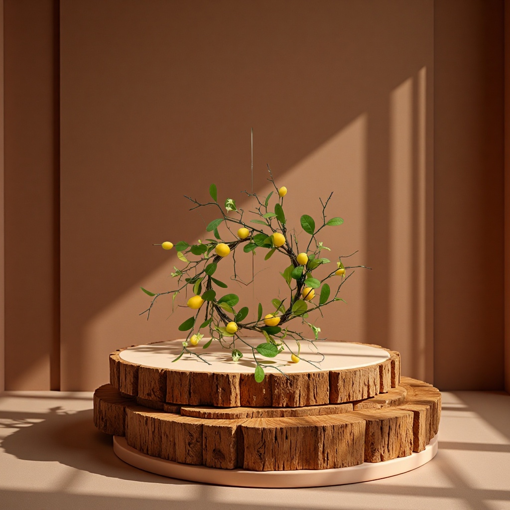 柠檬果花圈手工装饰创意水果花环节日家居摆件清新自然风格图