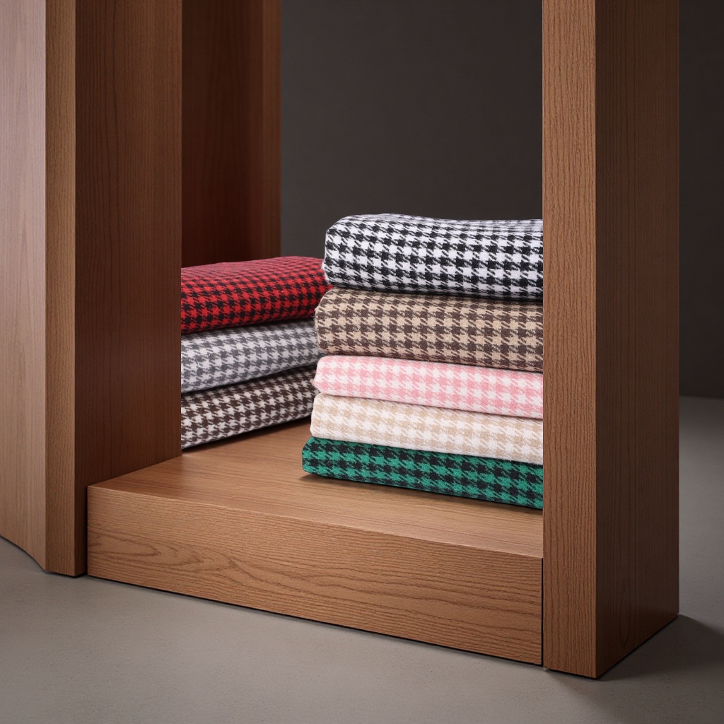 千鸟格粗棉纱色织提花布收纳盒包装时尚小香风外套汽车坐垫布料纺织棉类平布