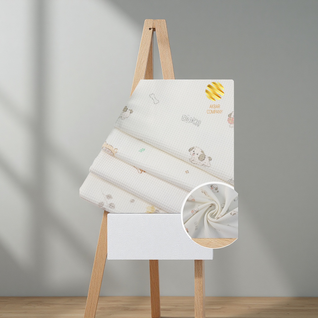 全棉磨毛华夫格印花针织面料童装睡衣家居服肌理感扎染布纺织皮革印花布料