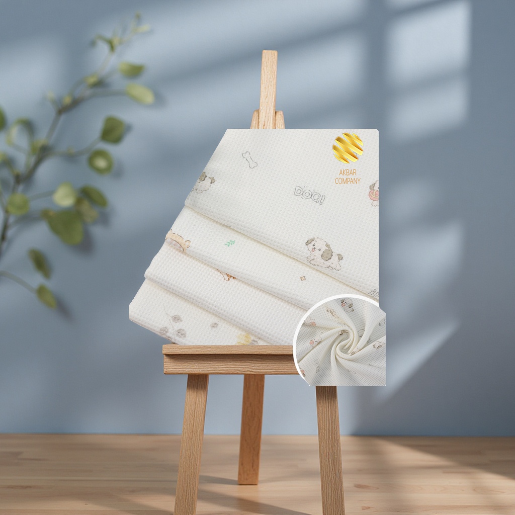 全棉磨毛华夫格印花针织面料适用于睡衣家居服童装扎染布印花纺织皮革材料