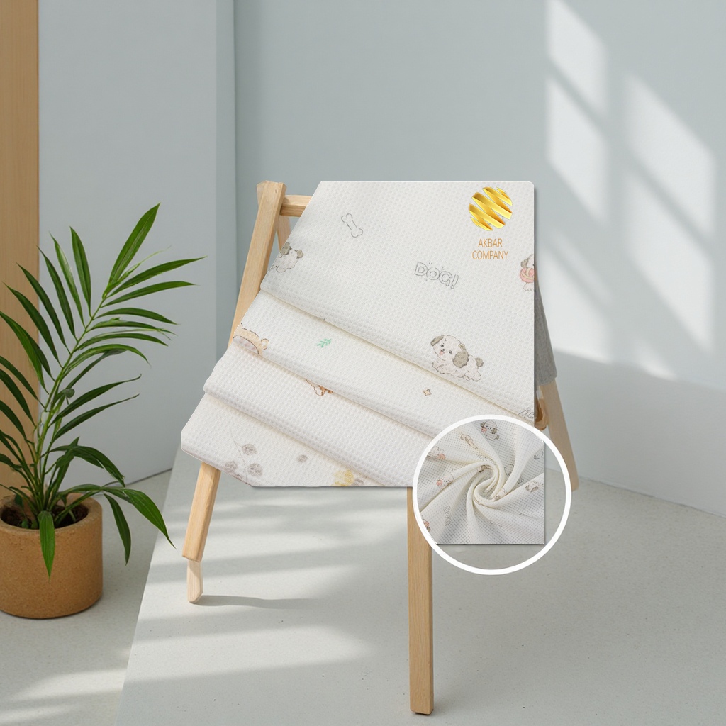 全棉磨毛华夫格印花针织面料适用睡衣家居服童装扎染布皮革印花布料