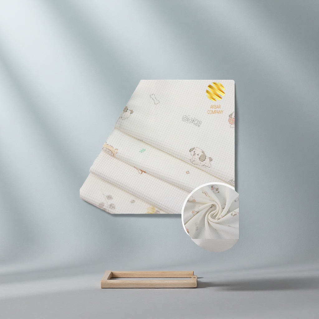 全棉磨毛华夫格印花针织面料童装家居服睡衣肌理感扎染布纺织皮革印花布料