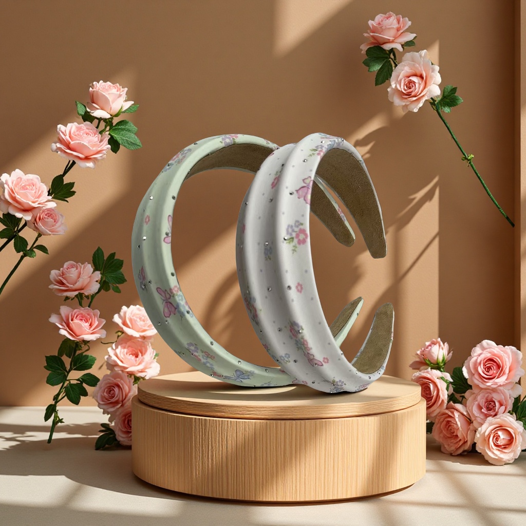 小碎花烫钻头箍 时尚发箍发饰甜美可爱发带发夹头饰女韩版潮款