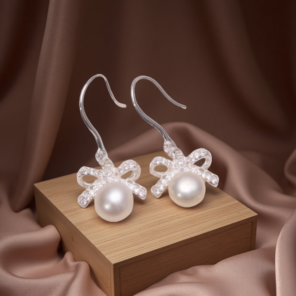 Exquisitely crafted copper-plated real gold S925 freshwater pearl ear hooks, elegant and versatile earrings, a new fashionable women's style full figure