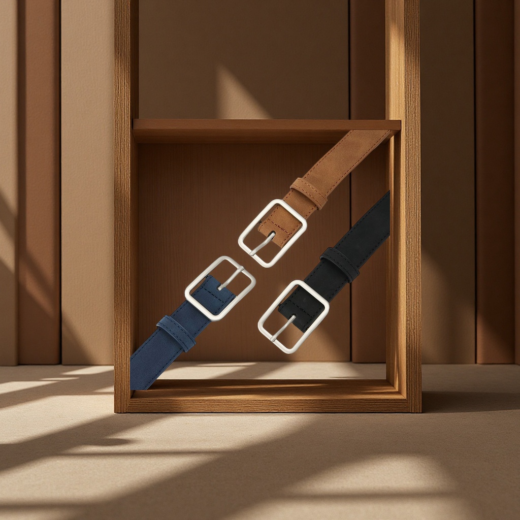 港风简约复古磨砂腰带男女学生休闲百搭方扣皮带裤带潮流配饰