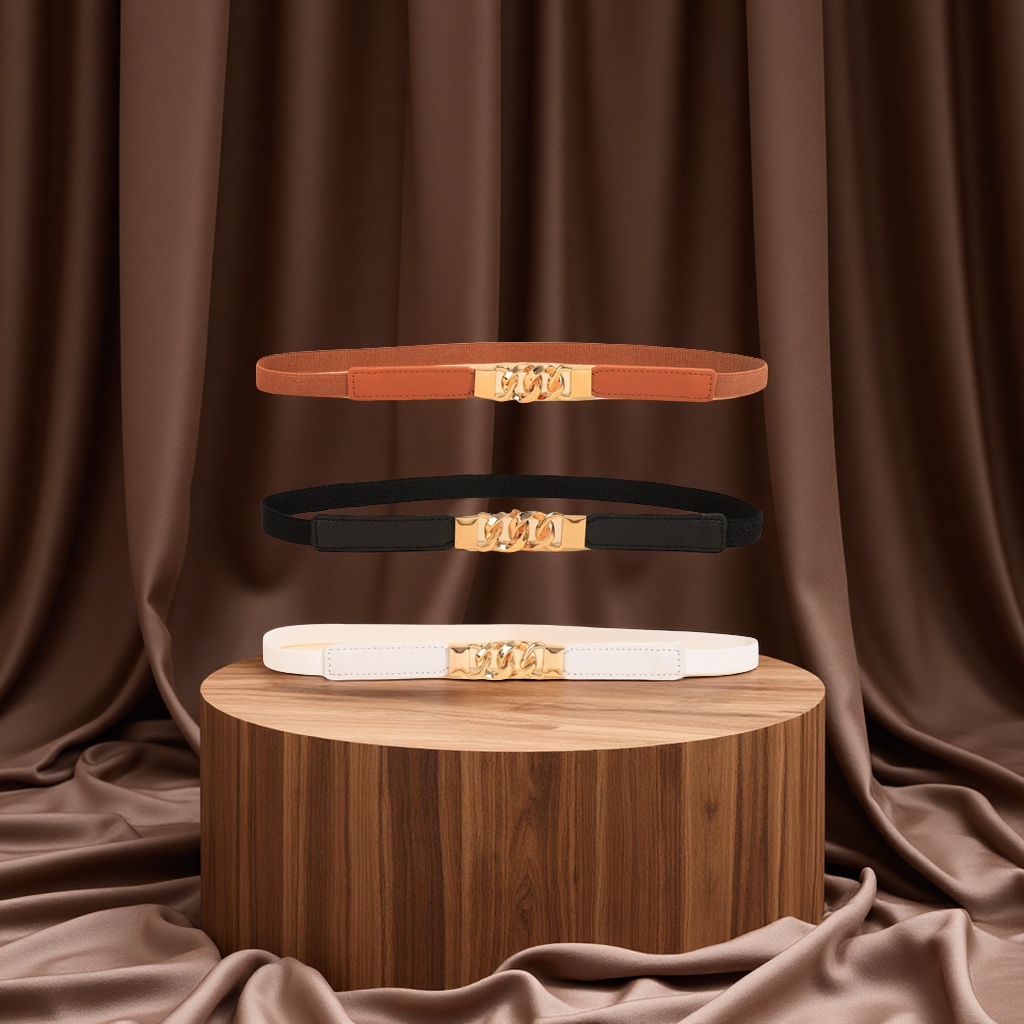 秋冬女士弹力细腰带配连衣裙毛衣大衣百搭装饰ins皮带腰封服装配饰