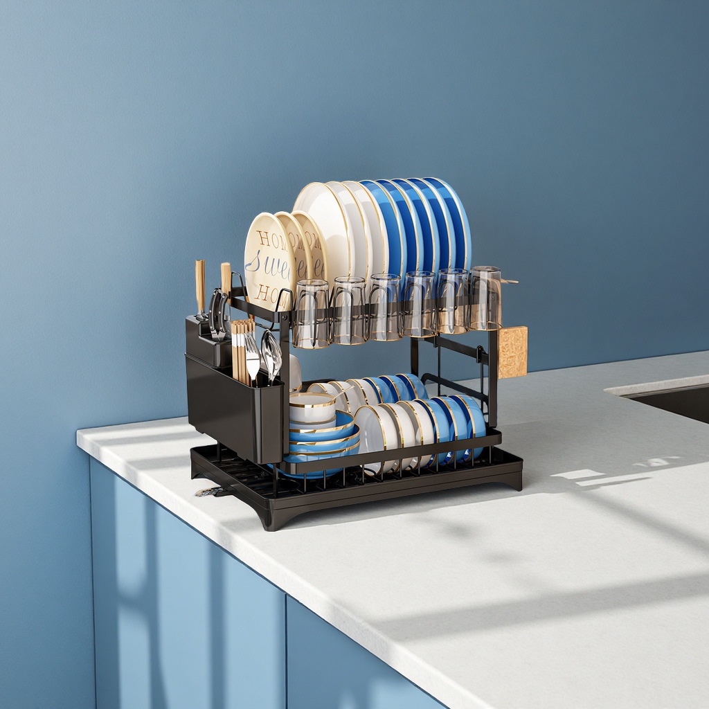 跨境多功能厨房沥水碗架碗碟收纳架台面晾碗架小型整理用品日用百货
