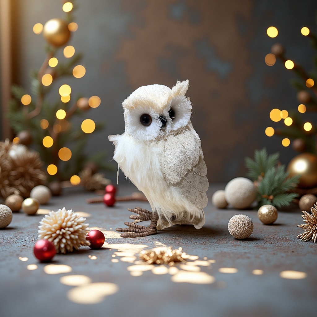 圣诞节装饰猫头鹰摆件圣诞树挂件节日家居布置创意装饰品礼物细节图