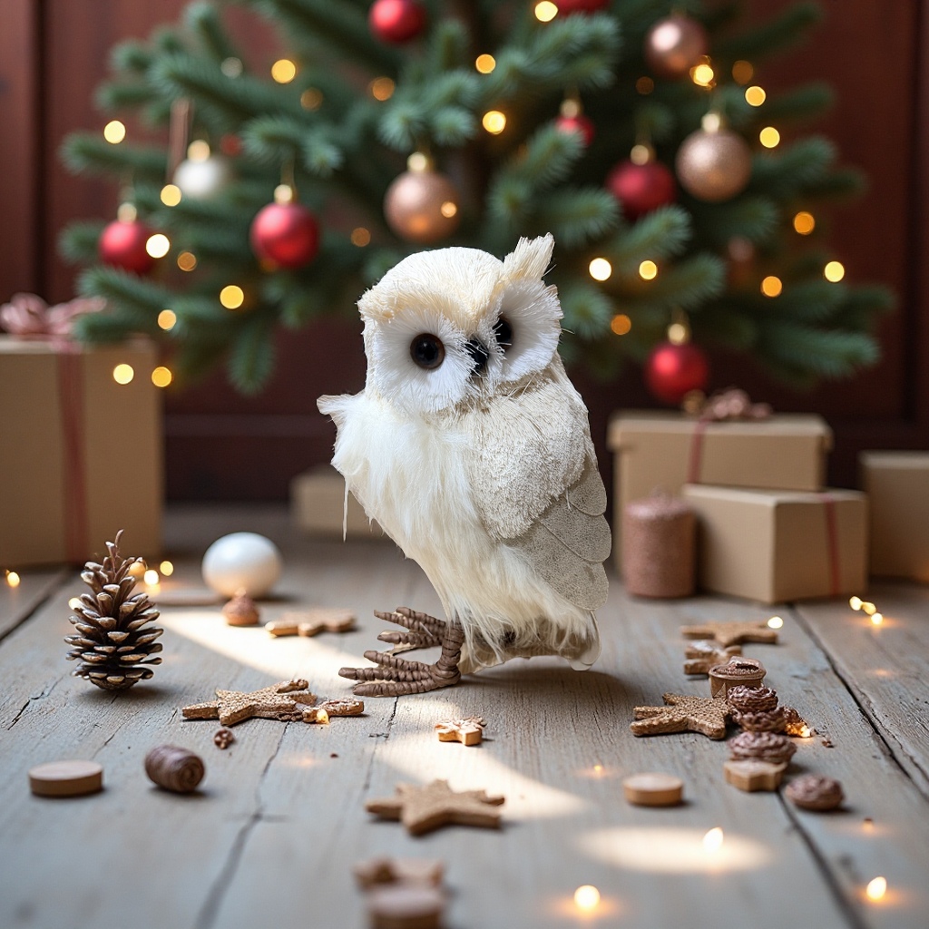 圣诞节装饰猫头鹰摆件圣诞树挂件节日家居布置创意装饰品礼物