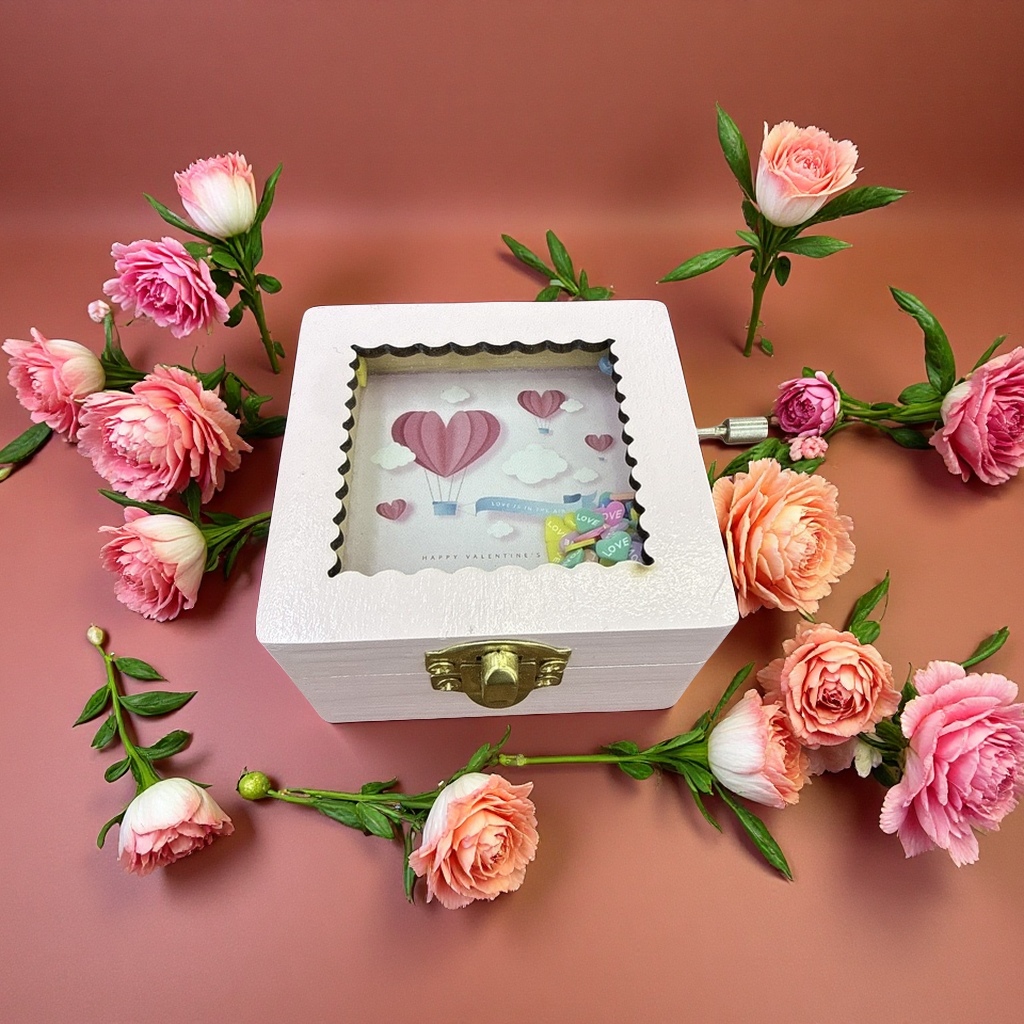 情人节创意礼品音乐盒浪漫送女友情侣伴手礼可留言情侣礼物爱心木质摆件生日礼物新颖别致旅游纪念品白底实物图