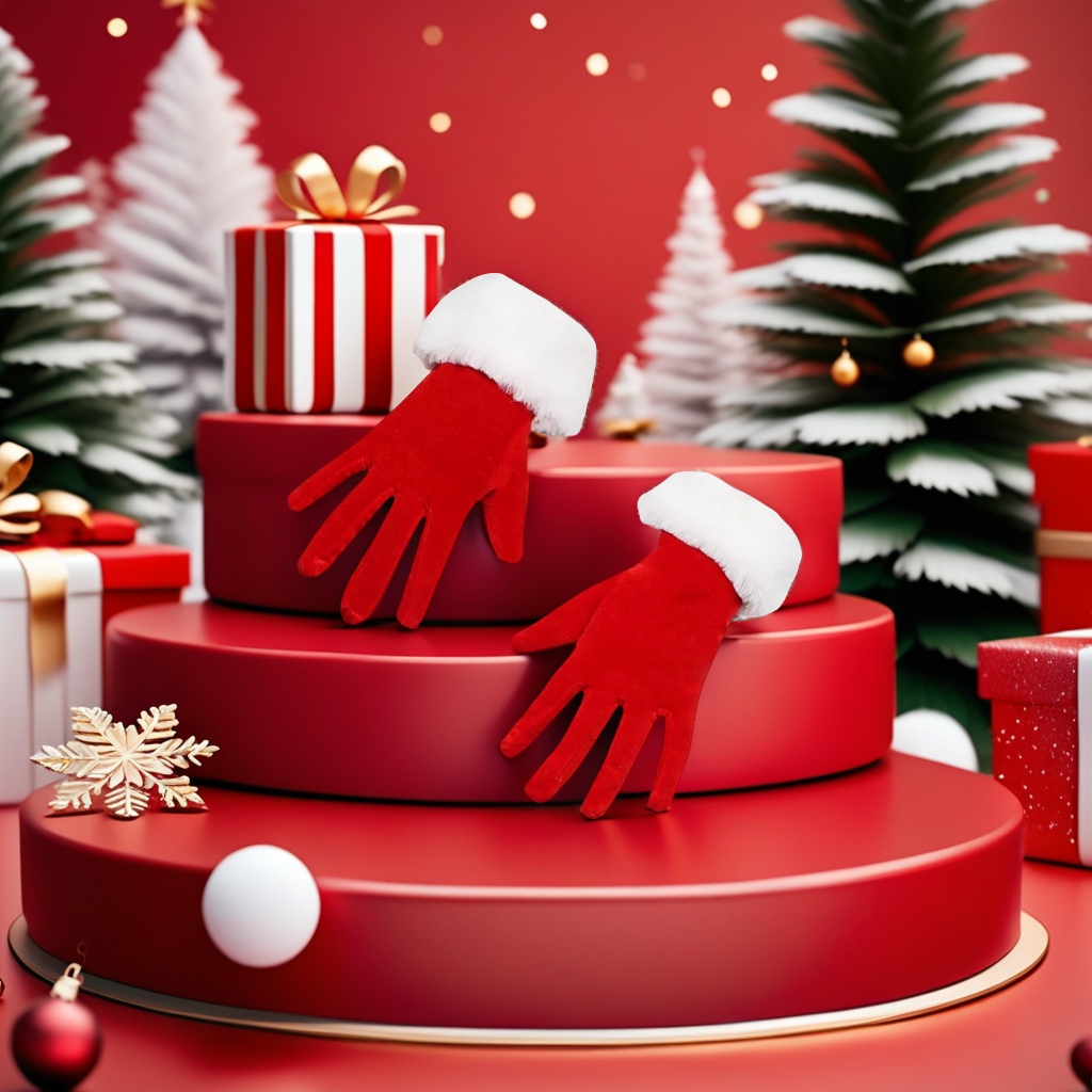 圣诞节日短款金丝绒加毛手套舞会礼仪表演时尚搭配晚会手套婚纱手套