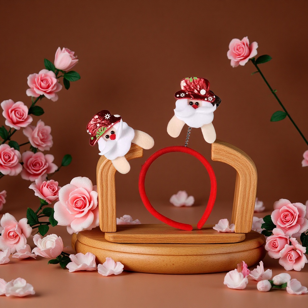 新款圣诞节发箍儿童成人雪人鹿角头饰节日装饰头卡发夹欢乐气氛白底实物图