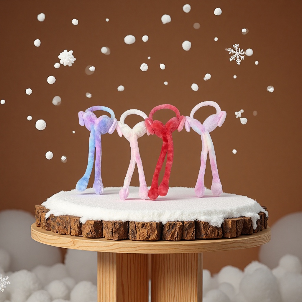 毛绒兔子耳罩气囊耳朵会动暖冬季耳套可爱毛绒耳暖亲子玩具饰品配件