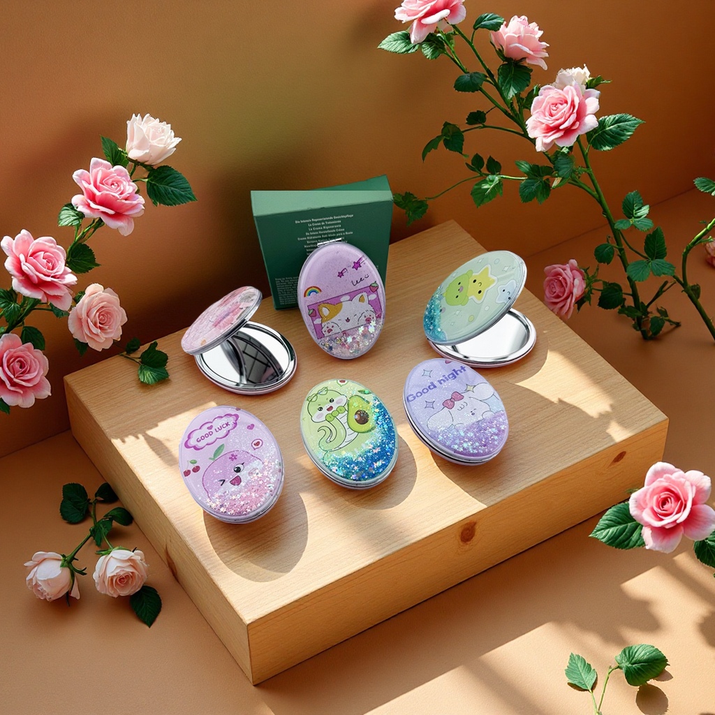 定制折叠便携化妆镜旅行补妆户外便携式小镜子便携补妆专用镜子