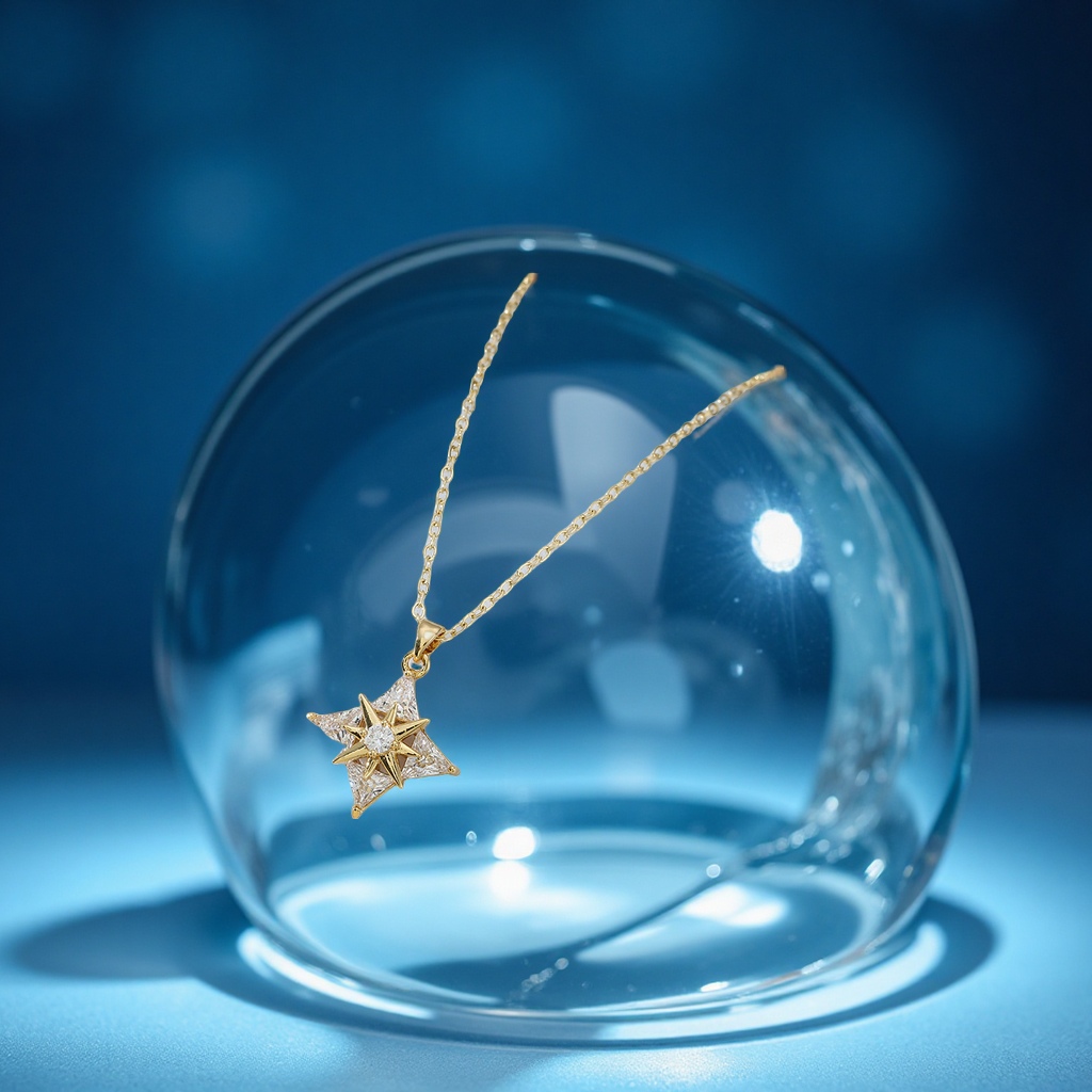 Wholesale of new copper-plated real gold and zircon star pendant necklace for women's collarbone chain details Picture