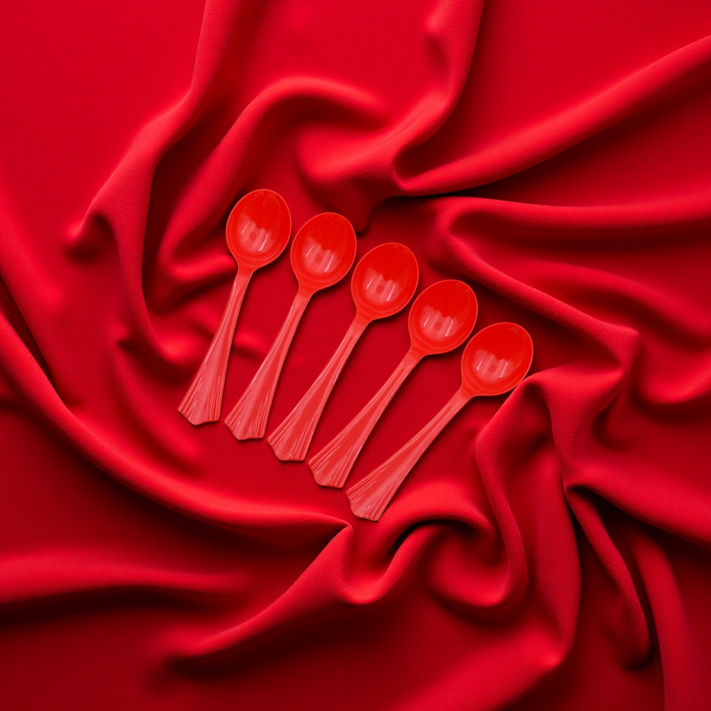 喜宴婚庆现货红色调羹20个加厚塑料勺子餐具一次性蛋糕调味勺日用百货