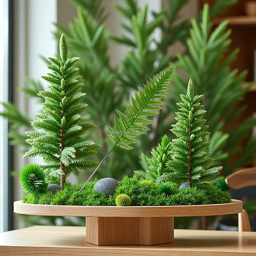 松枝叶绿色仿真植物塑料花叶人造假花绿植批发办公文化仿真园艺蕨类植物