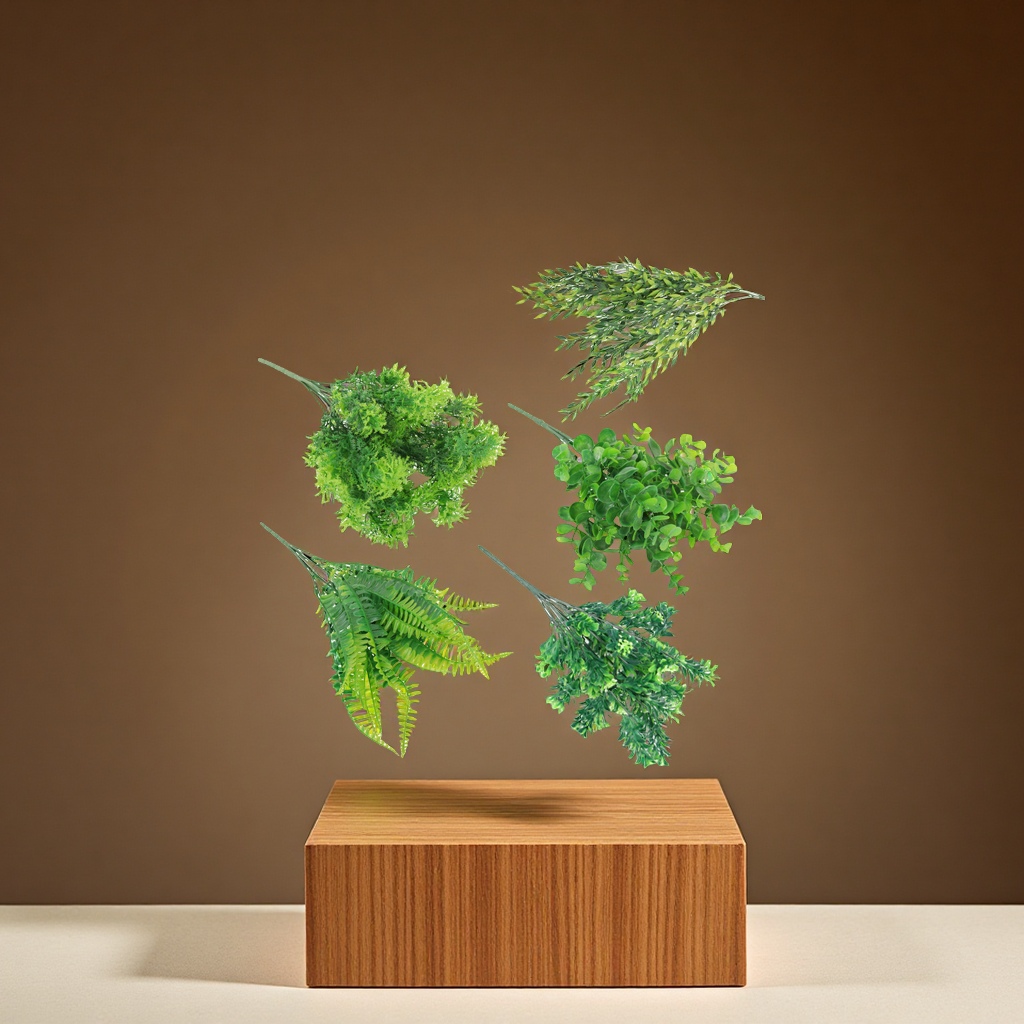 现货7叉仿真波斯草小波斯叶植物装饰办公文化园艺仿真花蕨叶把束配材