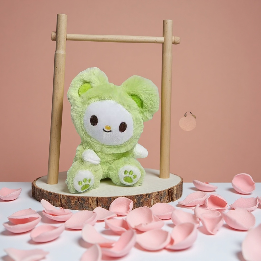 Cute milk shell bear rabbit plush pendant, little white rabbit doll bag, keychain, doll and doll accessories details Picture