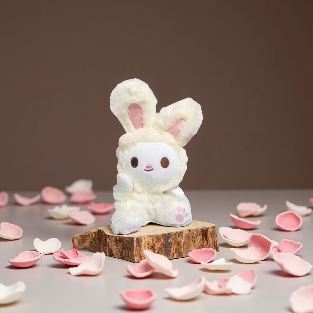 Cute milk shell bear rabbit plush pendant, little white rabbit doll bag, keychain, doll and doll accessories Application Scenario