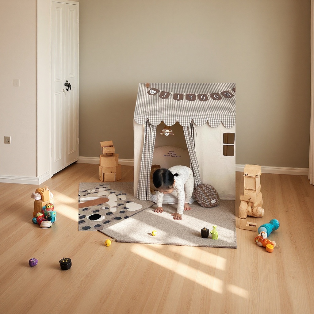 儿童北欧格子室内游戏屋幼儿园亲子房男女孩小房子玩具屋运动户外山地野营帐篷天幕帐篷配件