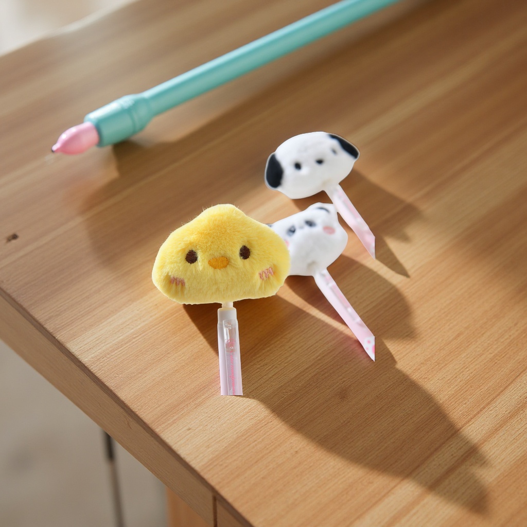 New panda plush pen, cute gel pen, high appearance level, creative stationery for primary school students, wholesale throw pillows, toys, plush fabric dolls Specification drawing