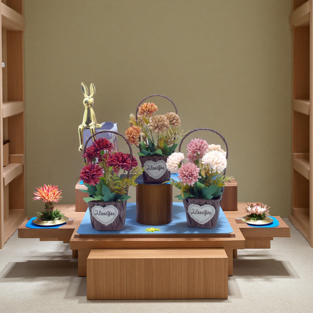 仿真草篮蘑菇多肉盆景小清新家居装饰拍摄道具工艺品礼品花篮摆件