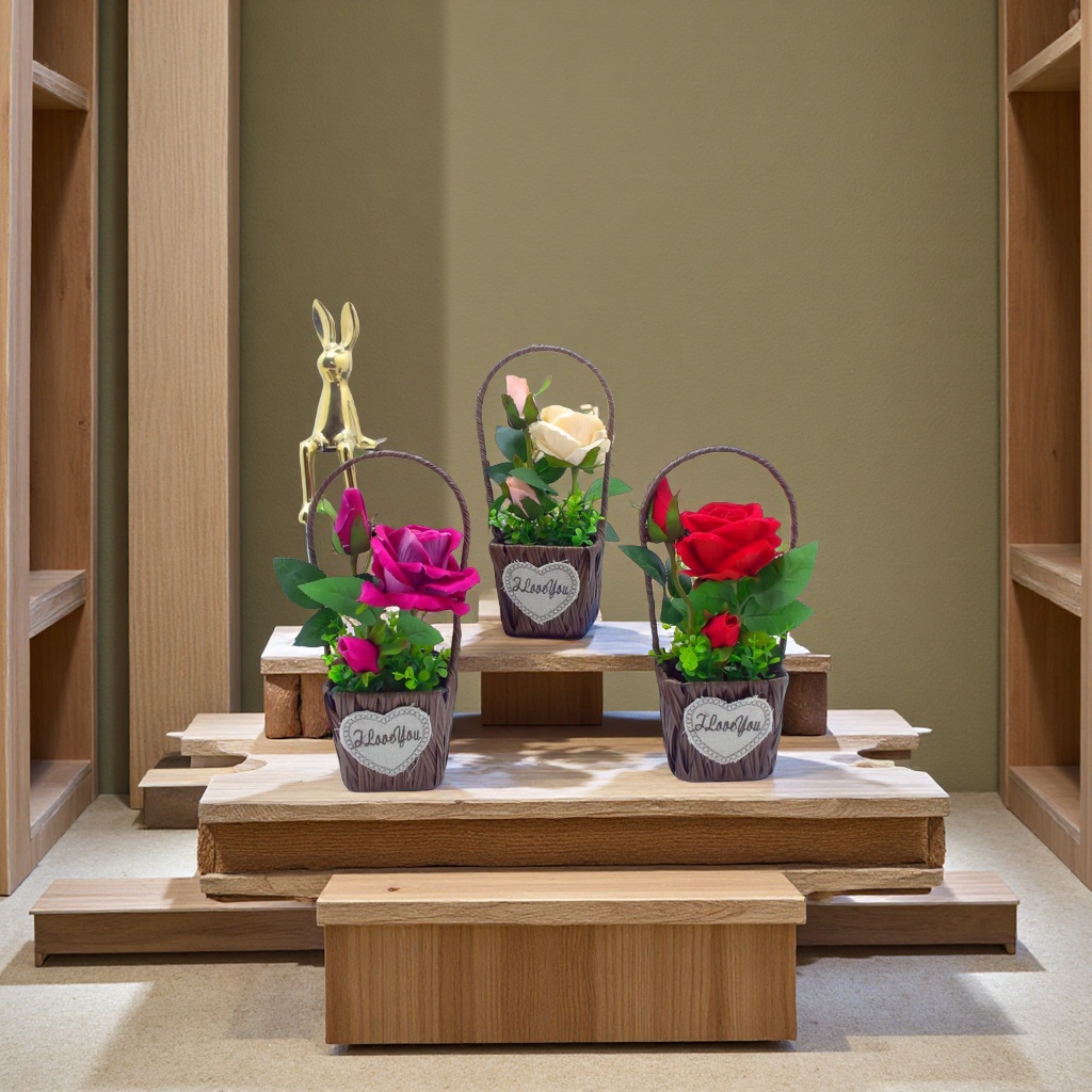 Artificial grass baskets, mushroom succulents, bonsai, fresh and clean home decoration, shooting props, handicrafts, gifts, flower baskets and ornaments details Picture