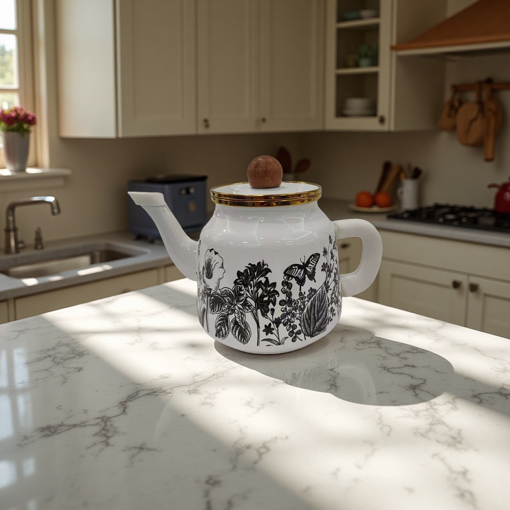 High-end wooden handle coffee teapot 1.0+2.5L universal enamel enamel induction cooker gas suitable for cooling teapot daily necessities Specification image