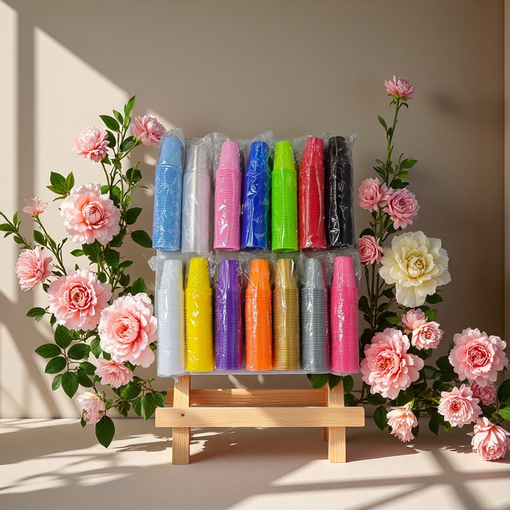 塑料杯耐热透明一次性饮料水杯家庭聚会便携塑料水杯500ml