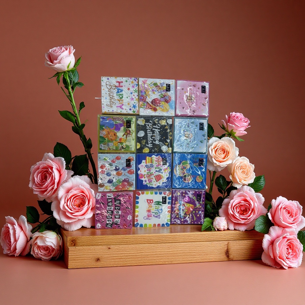 生日派对纸巾 彩色卡通可爱餐巾纸派对用品 20包装适用庆祝活动