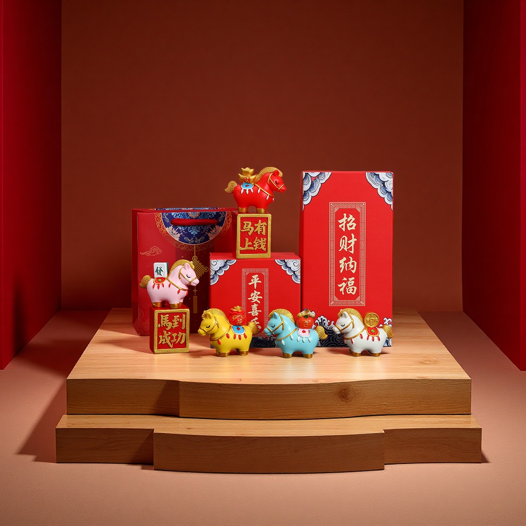马上发财国潮马礼品套装马年吉祥物生肖摆件创意工艺品伴手礼新年礼物送礼佳品图