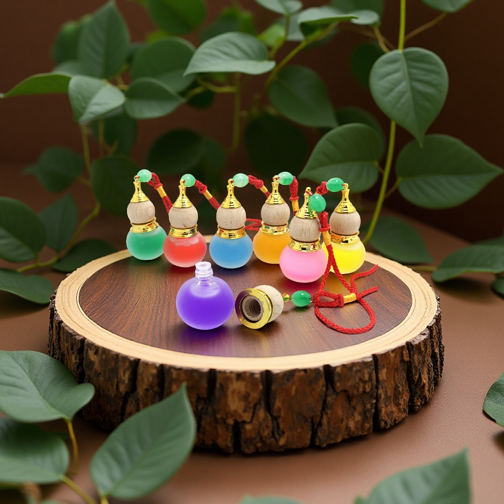 Car aroma diffuser gourds, peace amulets, crystal pendants, car interior accessories, car perfumes, aroma ornaments, essential oil aromatherapy products Specification image