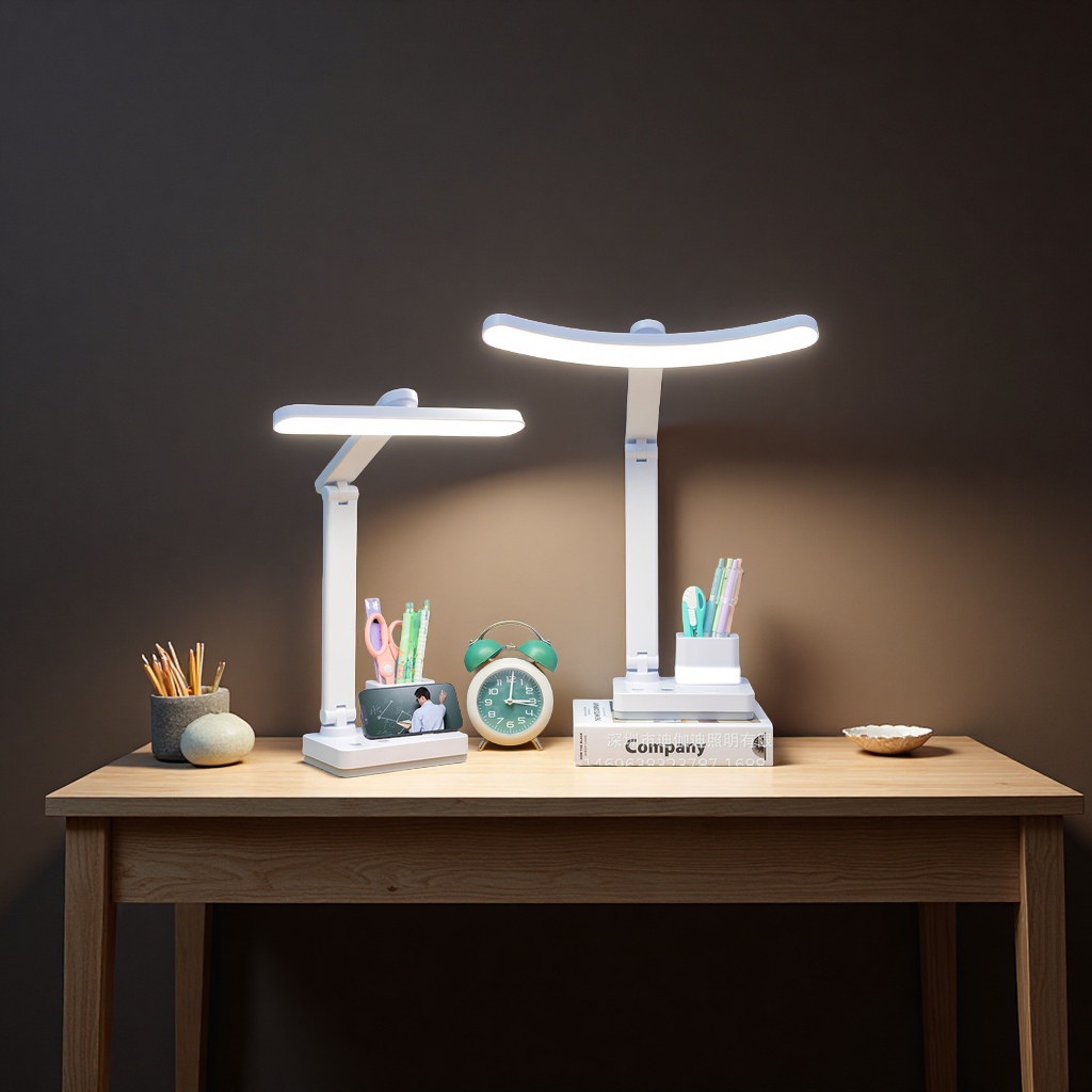 New LED eye-protecting reading pen holder, desk lamp, charging socket, dual-purpose, three-level color adjustment, stepless dimming, night light, study lighting, night light, desk lamp, eye-protecting reading lamp