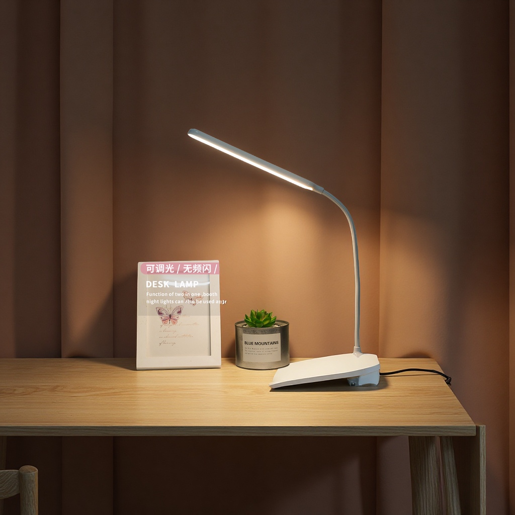 LED eye-protecting clip desk lamp, USB charging, folding white warm light, stepless dimming clip, reading and learning lighting fixtures, night light, eye-protecting, gift receiving
