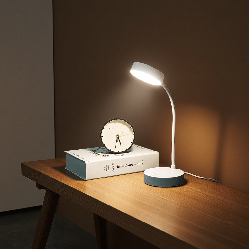 LED eye-protecting desk lamp, USB charging and plugging dual-purpose, stepless dimming, three-level white warm light, 20-bead lighting, night lamp, ordinary desk lamp