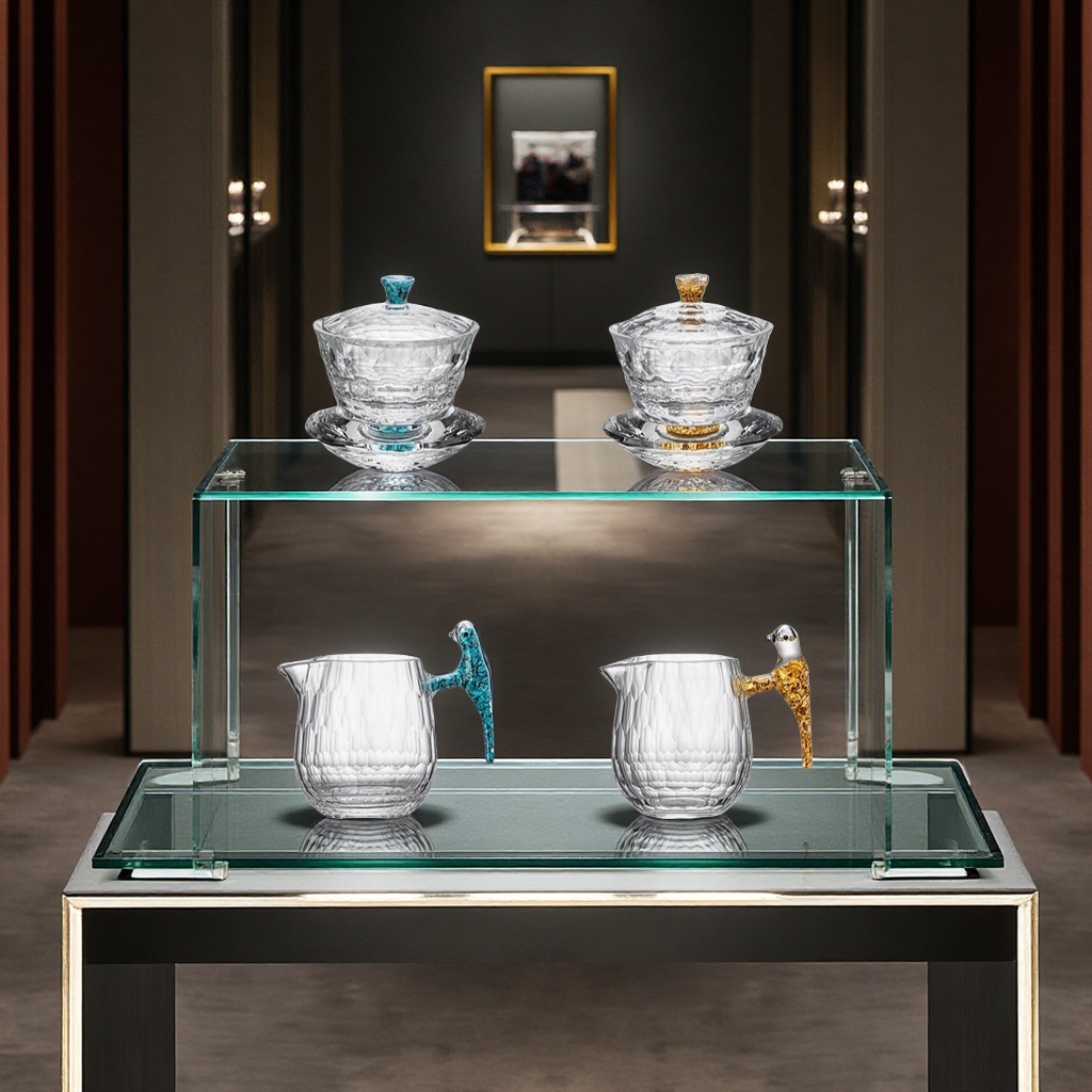 高档耐高温水晶公道杯套装玻璃盖碗功夫茶具轻奢家用泡茶杯日用百货详情图5