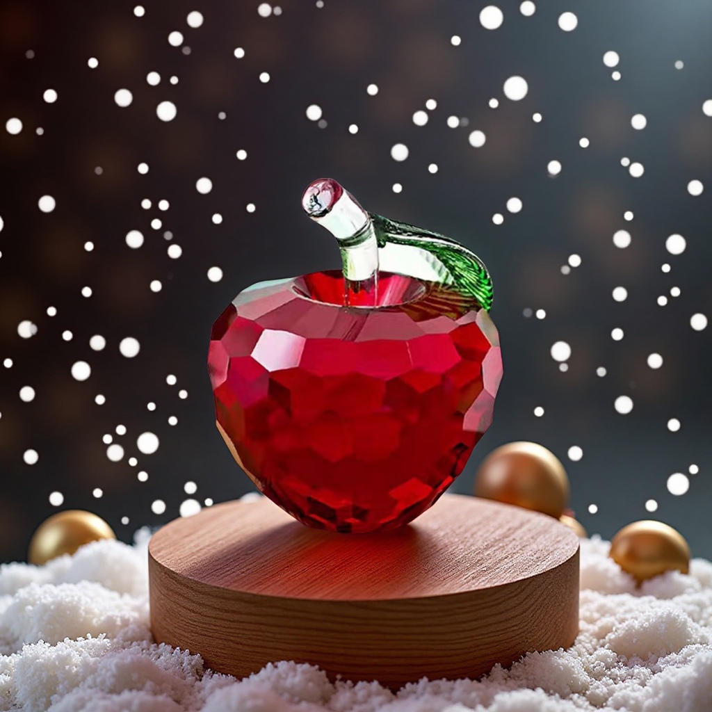 巨博K9水晶苹果圣诞节平安夜高端彩色纪念装饰摆件