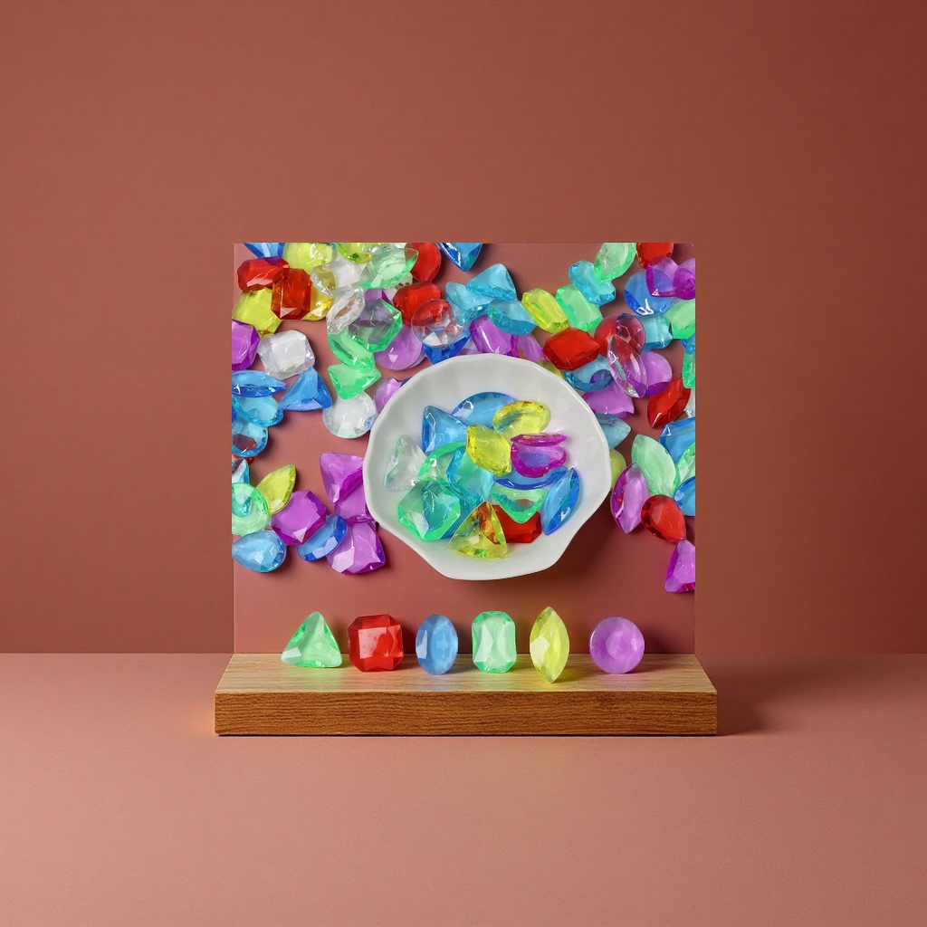 跨境亚克力宝石桌面装饰8款幼儿园考古游乐场七彩卡通奖品DIY创意摆件