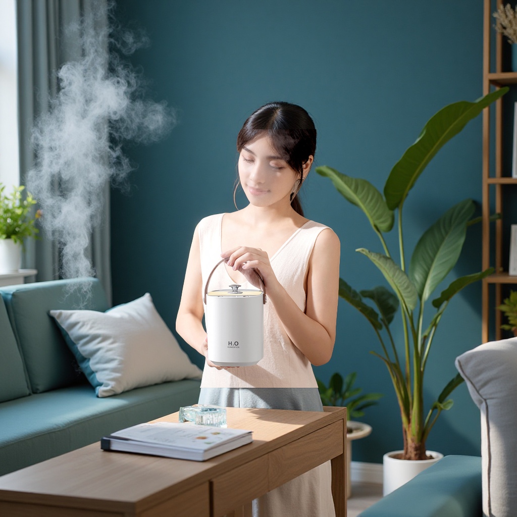 New dual-spray silent portable humidifier for home, office and bedroom air humidification Application Scenario