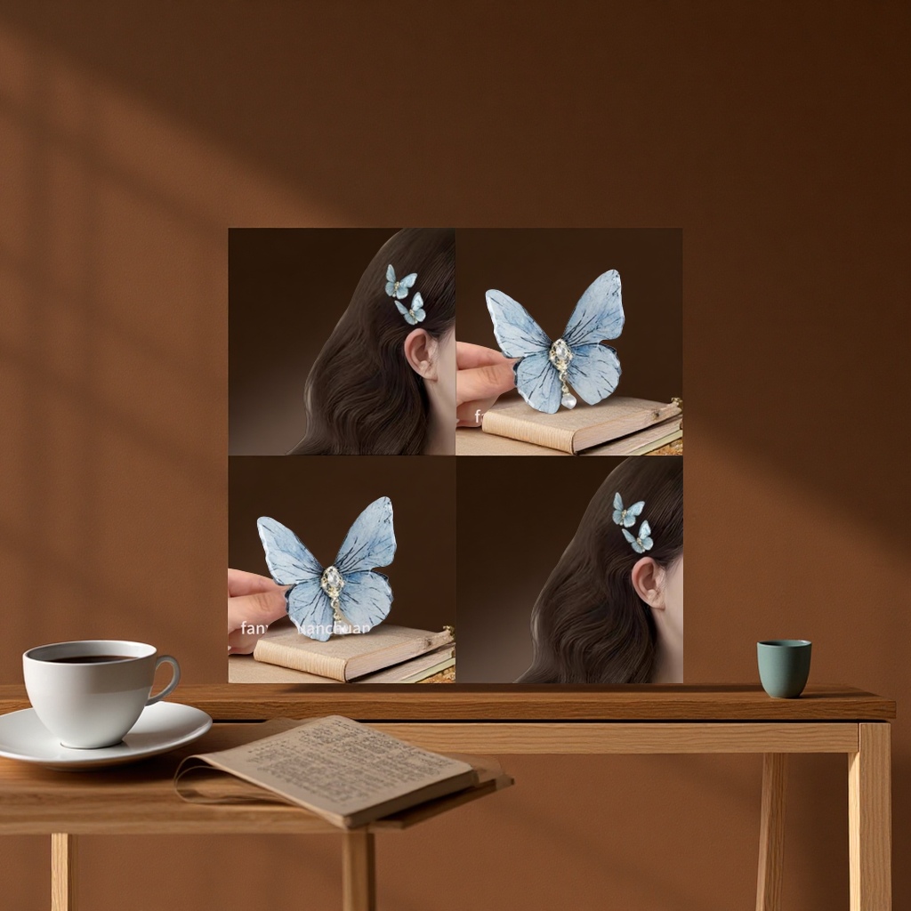 蝴蝶发夹韩版可爱发饰少女心发卡发饰发饰品发夹发饰头饰发饰品发夹装饰发饰品女款多色任选头梳额饰