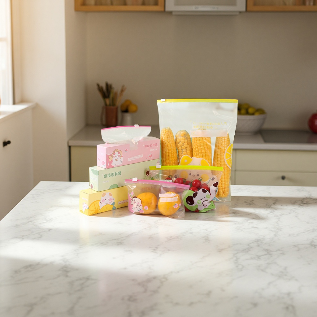 食品级拉链密封袋加厚PE抑菌冷冻保鲜袋家用冷藏包装塑料自封袋