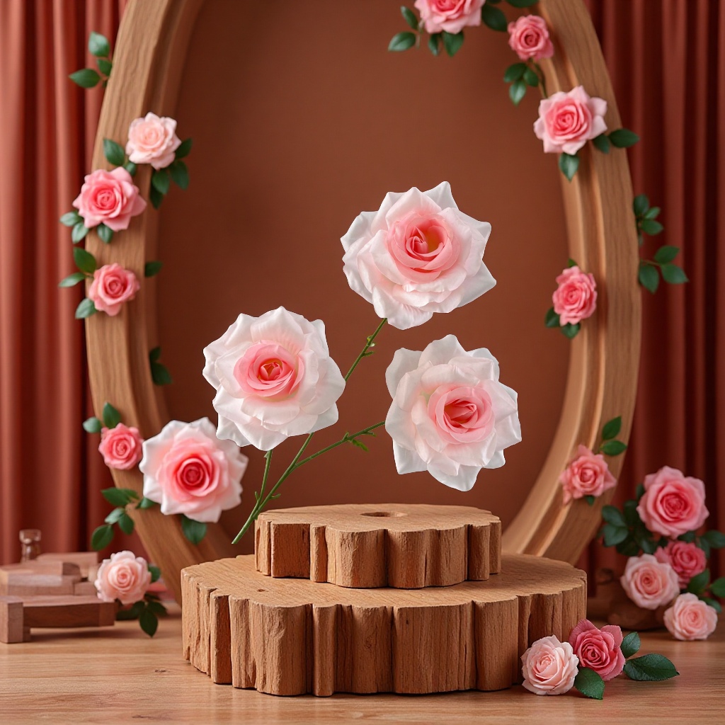 钻石玫瑰三头婚庆插花装饰花材瀑布花海工艺品礼品摆件花瓶