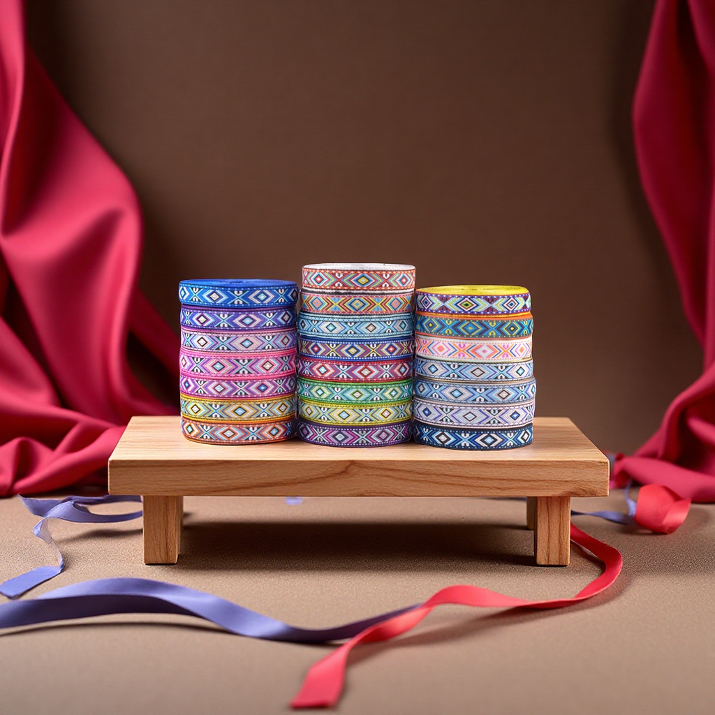 Ethnic style multi-color textile jacquard ribbon, garment edge, collar box, decorative ribbon, 1.8cm textile accessories
