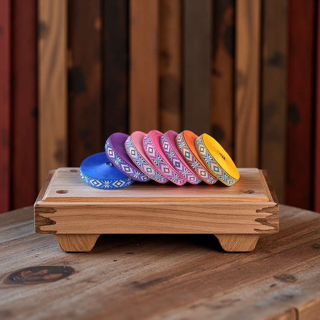 Ethnic style multi-color textile jacquard ribbon, garment edge, collar box, decorative ribbon, 1.8cm textile accessories details Picture