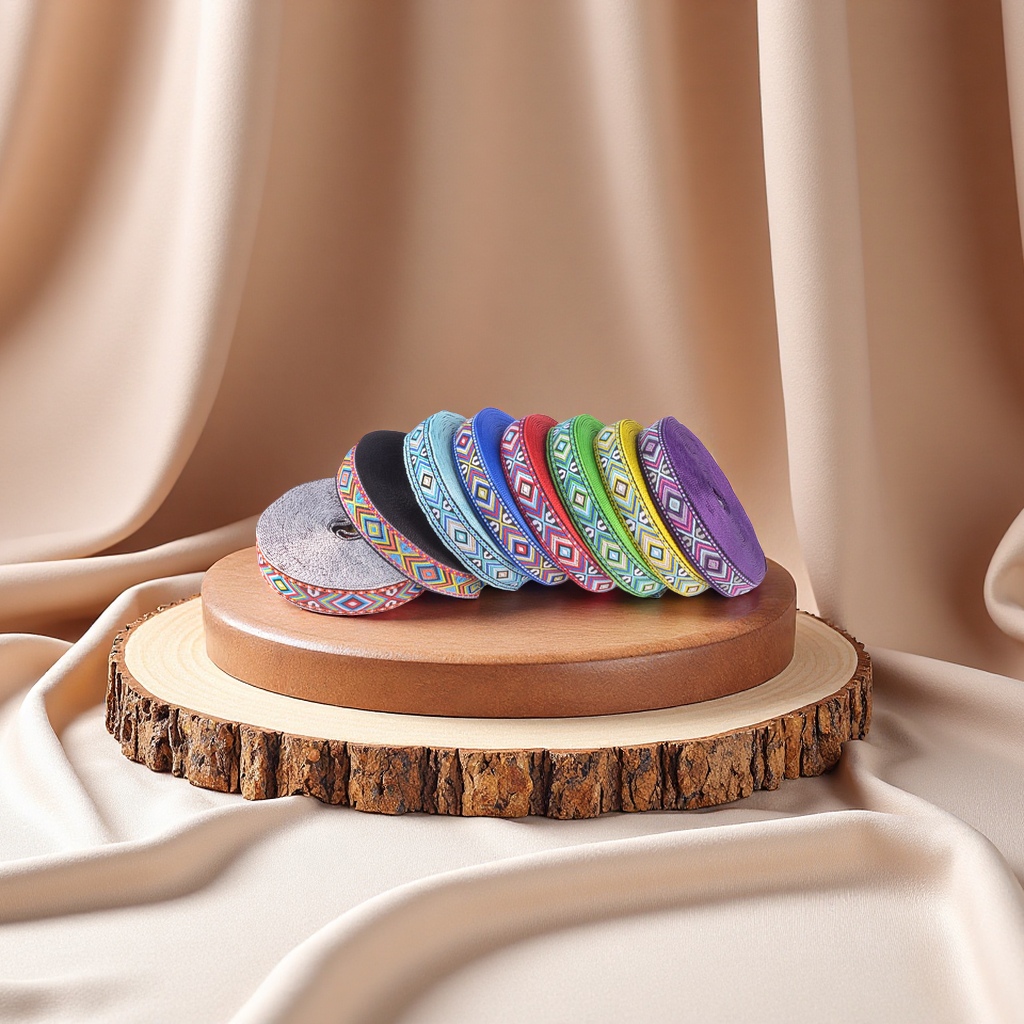 Ethnic style multi-color textile jacquard ribbon, garment edge, collar box, decorative ribbon, 1.8cm textile accessories Specification image